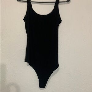 Abercrombie & Fitch “Soft A&F Rib” rib knit body suit, black, snap crotch, L